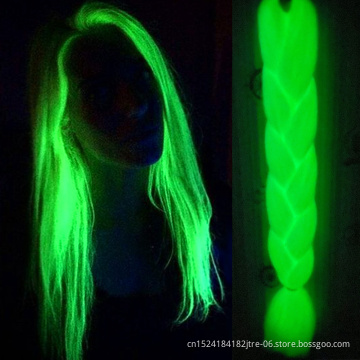 Neon Glowing Hair Florescent Light Braiding Hair Synthetic Jumbo Braids Shining Hair in the Darkness 24inch 100g